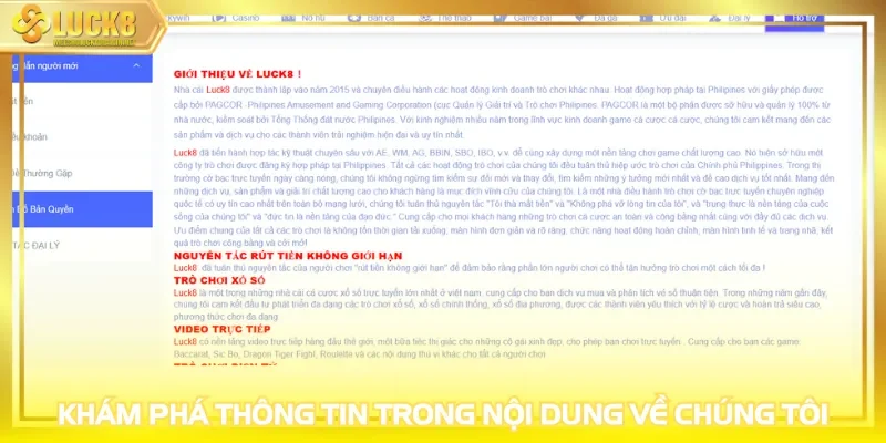 Khám phá thông tin trong nội dung về chúng tôi
